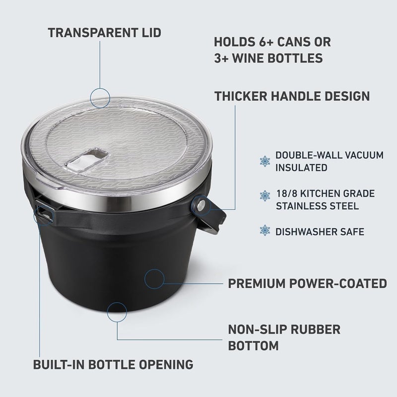 COKTIK 7L Insulated Ice Bucket with Lid，Double Wall Vacuum Stainless Steel Beverage Bucket Keeps Frozen Longer，Holds 6 Longnecks or 3 Bottles of Wine，for Cocktail, Champagne, Large Parties(Black) - Image 2